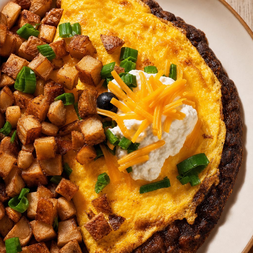 Black Bean Chicken Chili Omelette.